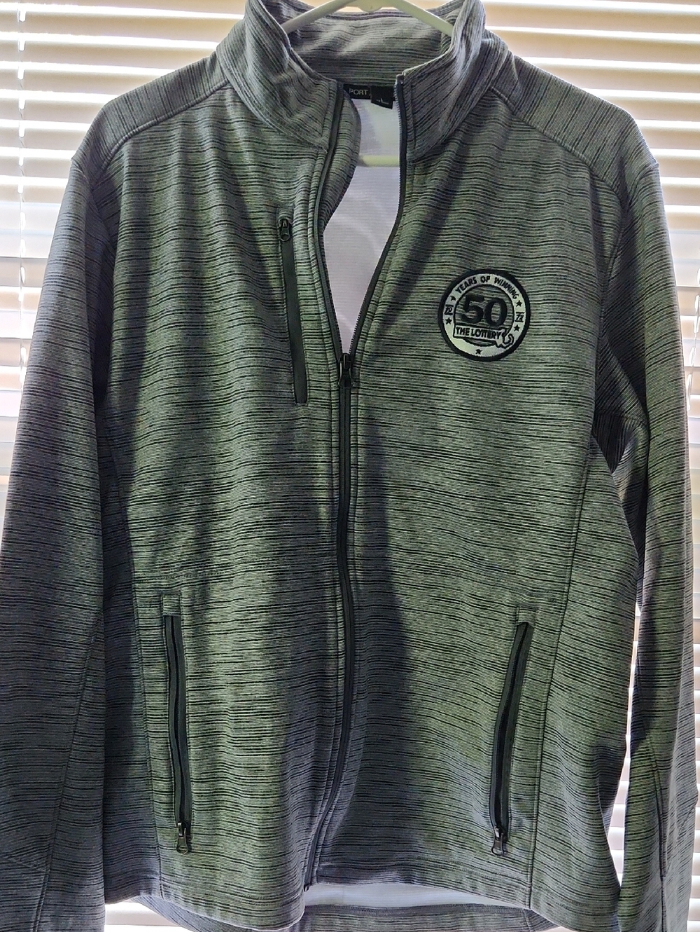 Port Authority Gray Striped Full-Zip Top